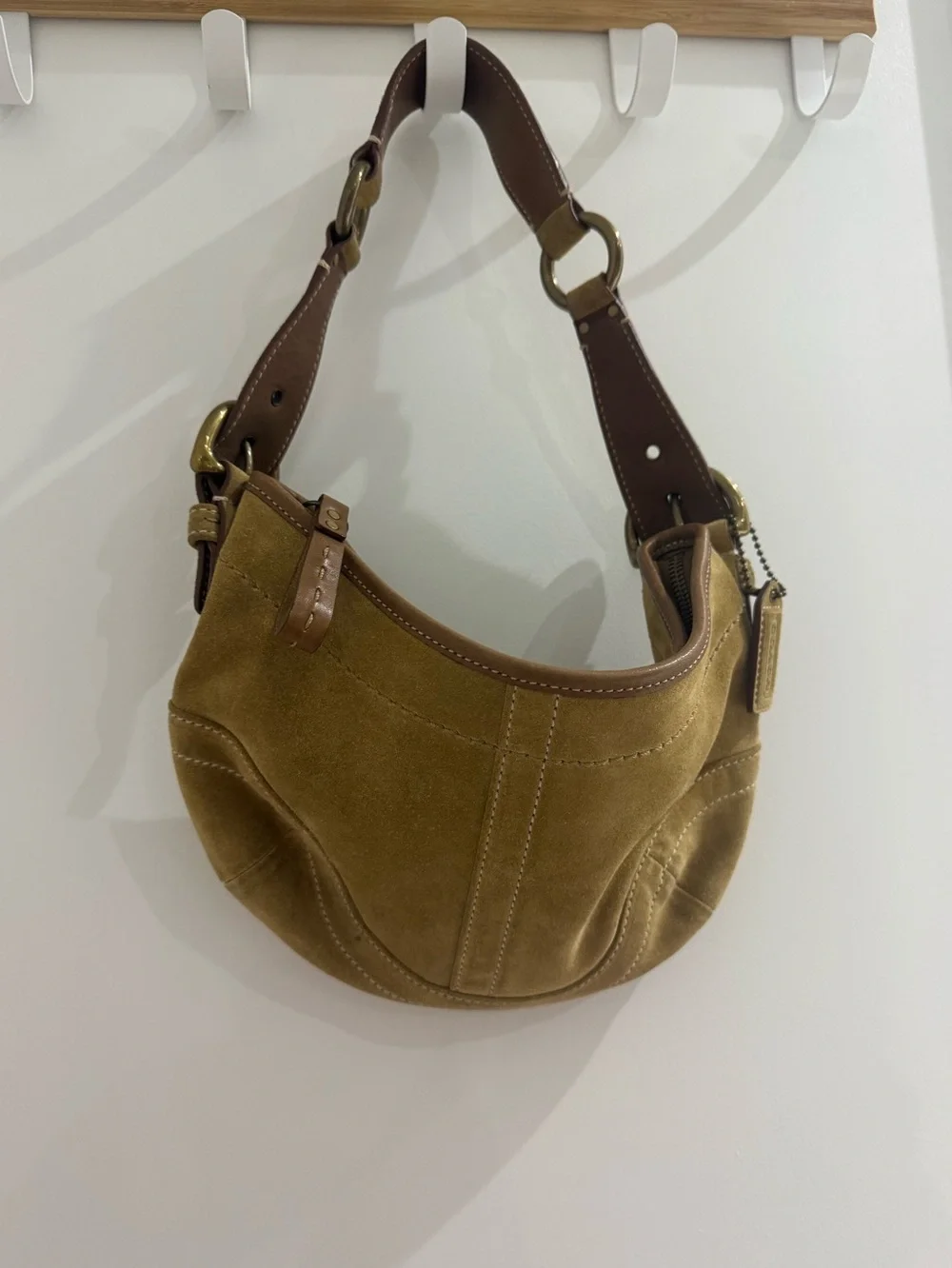 Coach Suede Hobo Shoulder Bag in Mustard Brown - Picture 1 of 8
